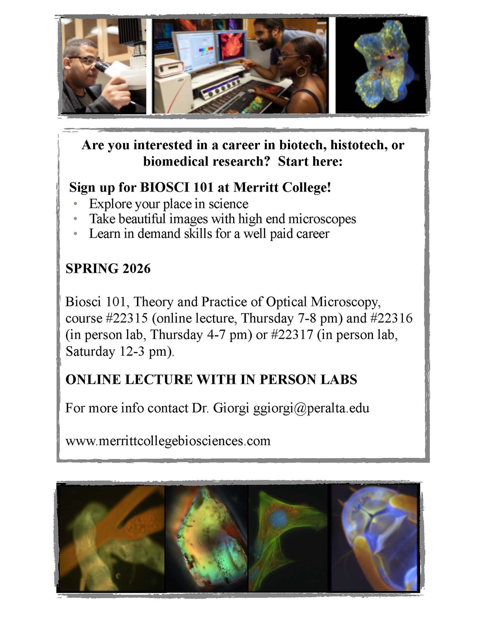 Biosci 101 Spring 2026 Flyer